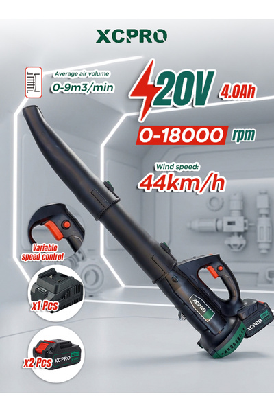 XCPRO Cordless Blower 20V 18000RPM 9m³/min 2×4.0Ah Batteries