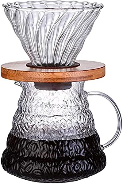 Arabest Pour Over Coffee Maker Set, 600ml Glass Coffee Server Pot with Glass ...