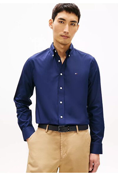 Tommy Hilfiger Erkek Regular Fit Bayrak Logo İşlemeli Uzun Kollu Lacivert Göm...