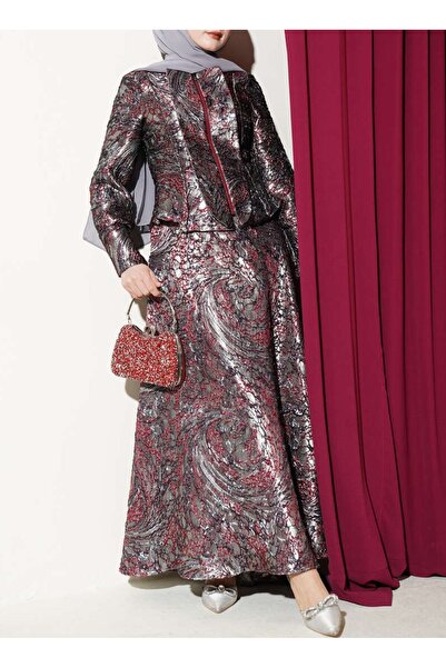 Burcia Embossed Pattern Jacquard Skirt Suit