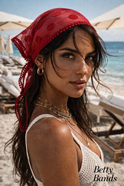 Handmade Betty Bands Red Polka Dot Tulle Bandana – Stylish Hair Accessory wit...