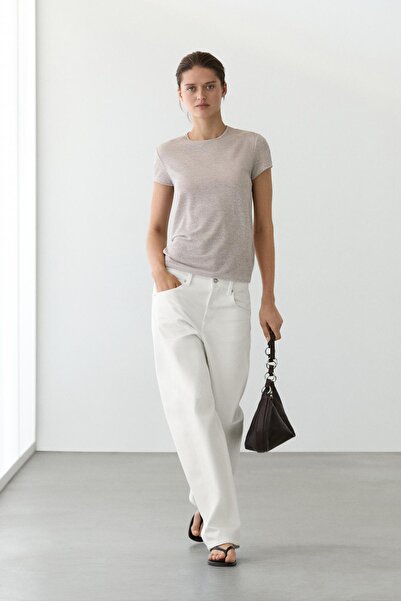 Massimo Dutti Işıltı detaylı kısa kollu t-shirt