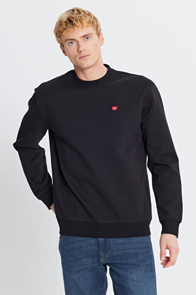 WRANGLER Regular Fit Normal Kesim Bisiklet Yaka Pamuklu Siyah Sweatshirt