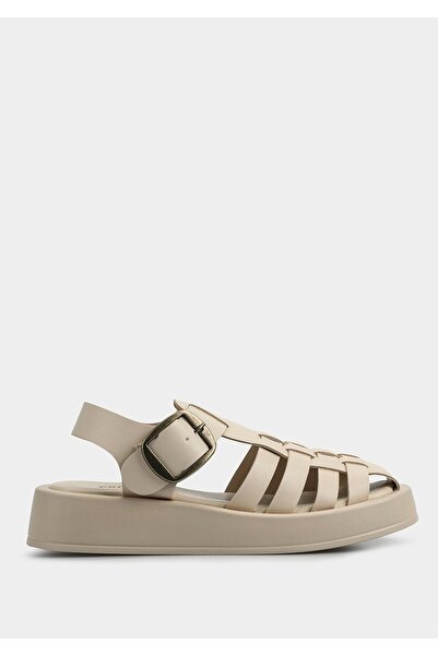 Provoq صندل نسائي مسطح باللون البيج