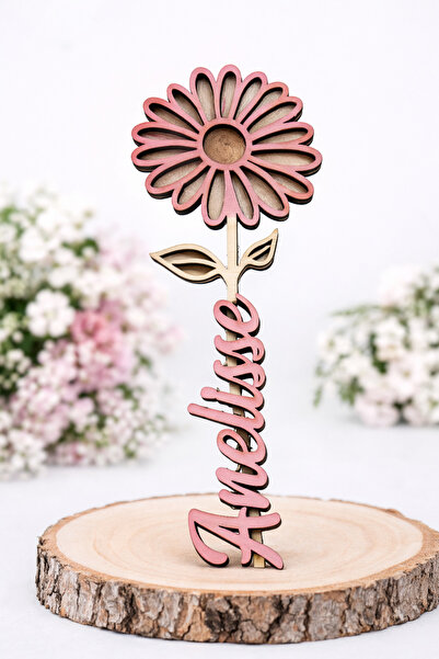 Creative Soul Floare din lemn personalizată cu nume – cadou special, decor ha...