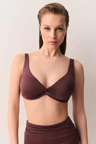 SUWEN Önü Burgulu Balenli Toparlayıcı Bikini Üst