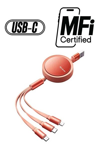 Mcdodo كابل USB قابل للسحب 3 في 1 CA-7252 باللون البرتقالي