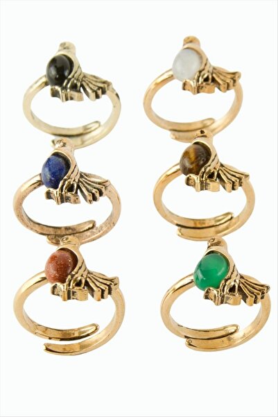 ZERO LAND Nrzsnt Authentic Ring with Bird and Natural Stone - (81133) Green A...