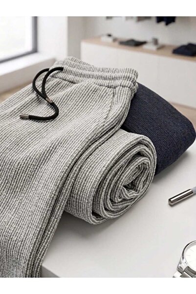 Betülce Men's Self-Striped Cotton Blend Jogger Pants Regular Fit