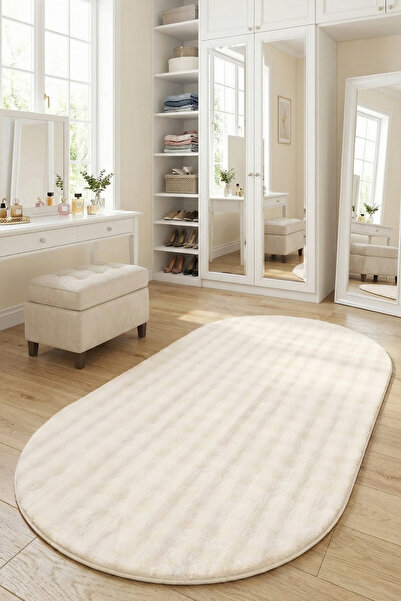 dekozer Oval Puffy Bubble Yumuşak Peluş Halı | Kaymaz, Yıkanabilir, Antre, Ho...