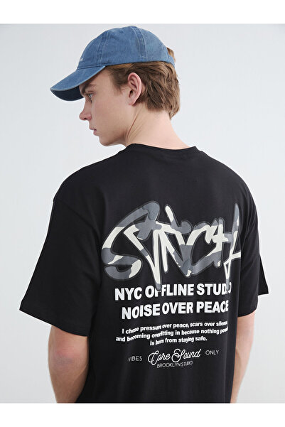 LC Waikiki Tricou bărbătesc tricotat cu guler rotund și imprimeu NYC