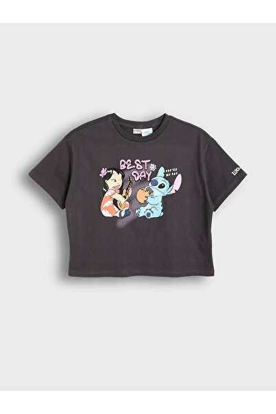 LC Waikiki Tricou de fete cu guler rotund, cu cusături și imprimeu cu îngeri