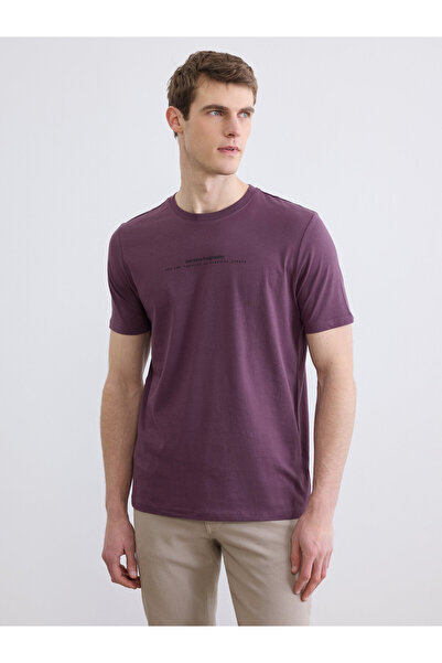 LC Waikiki Tricou bărbătesc din jerseu cu guler rotund și imprimeu text