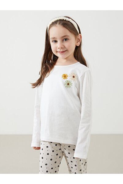 LC Waikiki Tricou cu guler rotund, mânecă lungă, cu imprimeu floral, pentru f...