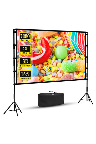 Generic شاشة عرض وحامل، شاشة قابلة للطي ومحمولة مقاس 100 بوصة بنسبة 16:9