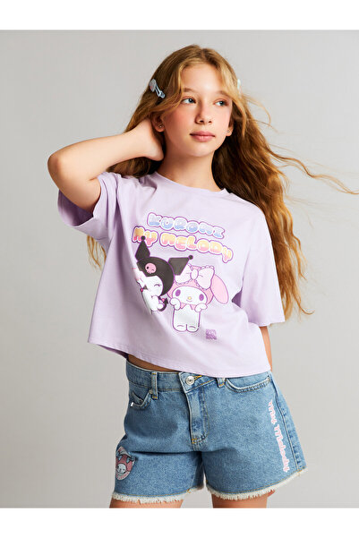 LC Waikiki Tricou de fete cu guler rotund, imprimat cu Kuromi și My Melody