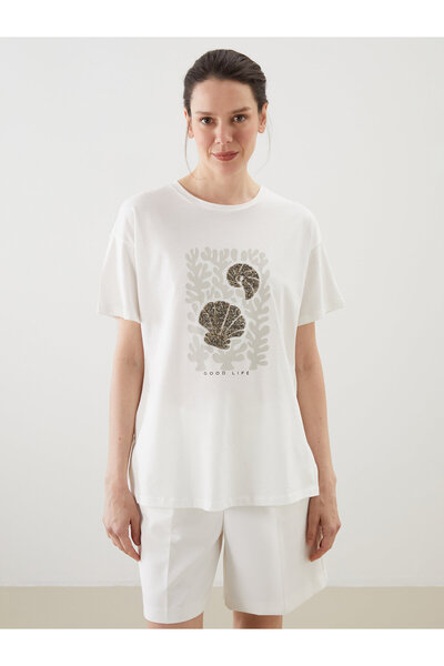 LC Waikiki Tricou pentru damă cu imprimeu cu gât crew