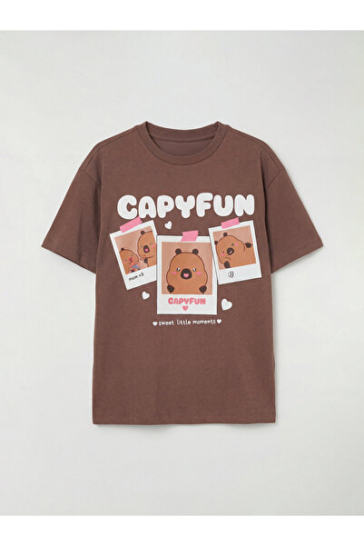 LC Waikiki Tricou cu imprimeu Capyfun și guler rotund pentru fete