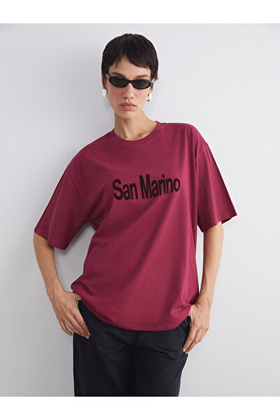 LC Waikiki Tricou de damă supradimensionat cu imprimeu San Marino