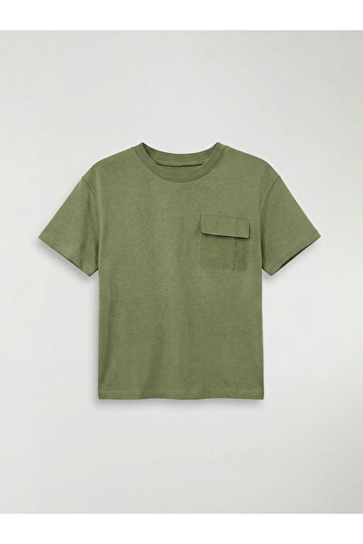 LC Waikiki Tricou de băieți cu guler rotund, buzunar și croială lejeră