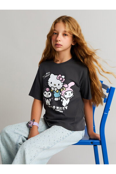 LC Waikiki Tricou de fete cu guler rotund și imprimeu Hello Kitty
