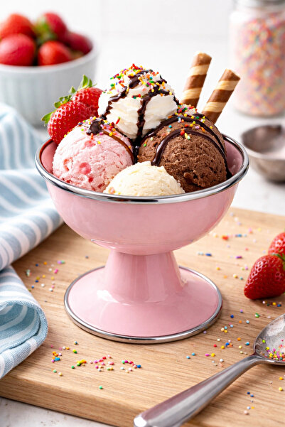 PR HOME Enamel Ice Cream Bowl Pink