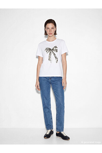 LC Waikiki Tricou de damă cu imprimeu leopard și fundă