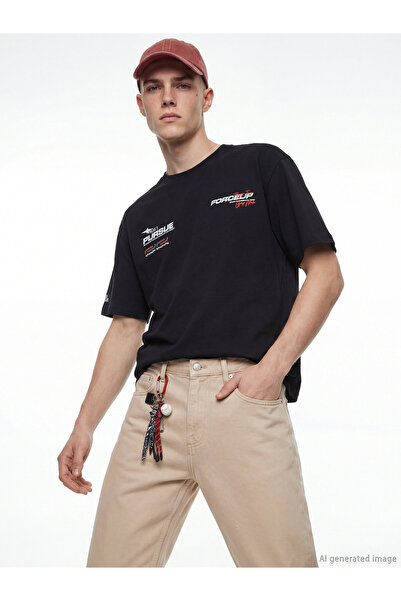 LC Waikiki Ανδρικό T-shirt με στρογγυλή λαιμόκοψη και στάμπα