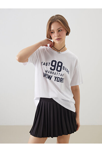 LC Waikiki Tricou de damă cu guler rotund și imprimeu New York