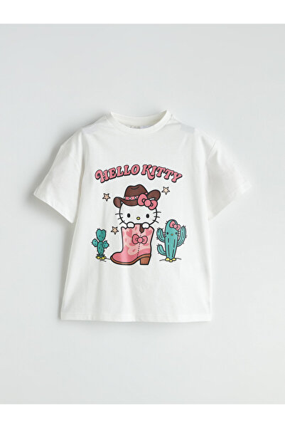 LC Waikiki Tricou de fete cu guler rotund și imprimeu Hello Kitty