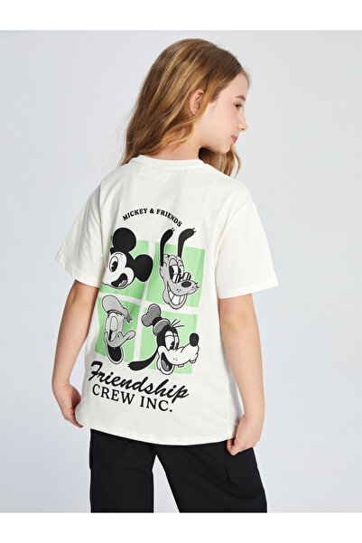LC Waikiki Tricou de fete cu guler rotund și imprimeu Mickey Mouse