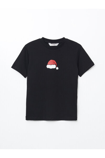 LC Waikiki Tricou de băieți cu guler rotund, cu tematică de Anul Nou