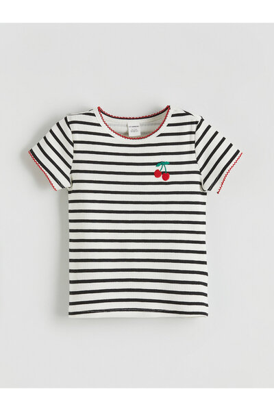 LC Waikiki Tricou reiat cu dungi și guler rotund pentru fete
