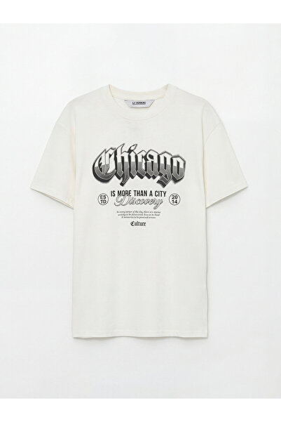LC Waikiki Tricou de băieți cu guler rotund și imprimeu Chicago