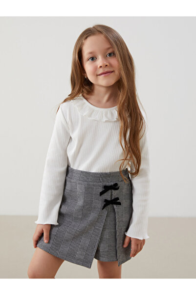 LC Waikiki Tricou de fată cu guler rotund și detalii cu volane