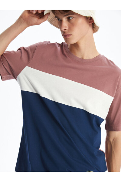 LC Waikiki Tricou bărbătesc din jerseu cu guler rotund și blocuri de culori