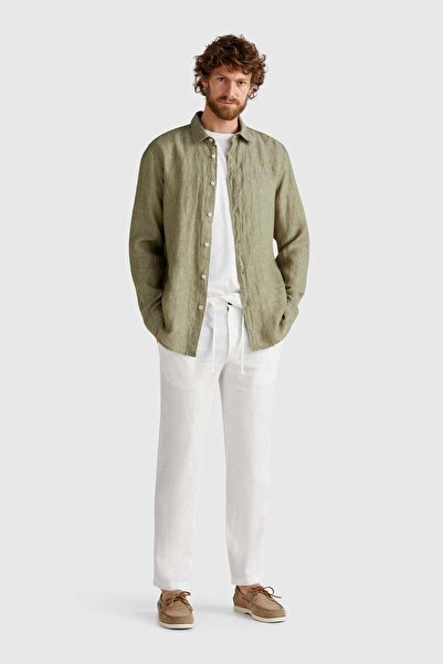 United Colors of Benetton White Men's Erk_100% Linen Drawstring Waist Trouser...