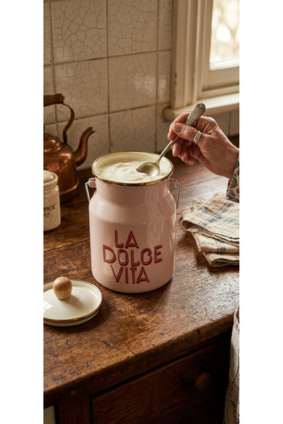 Avşar Emaye Evi̇m 2 Liter La Dolce Vita Authentic Emaye Bakraç Milk and Legum...