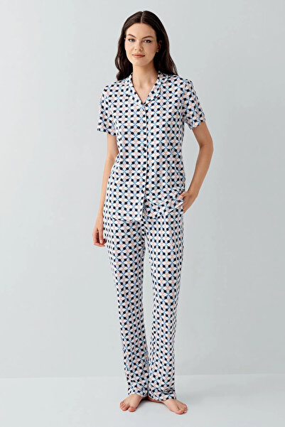 Derya Kurşun V-Neck Front Buttoned Women's Pajama Set 3557