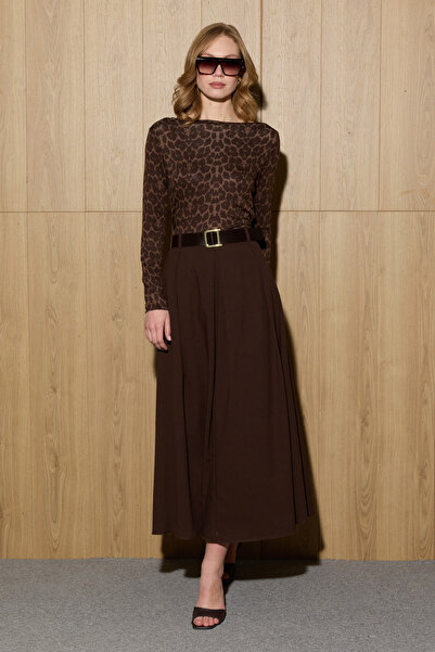 Fulla Moda Φούστα μάξι με ζώνη και πιέτες