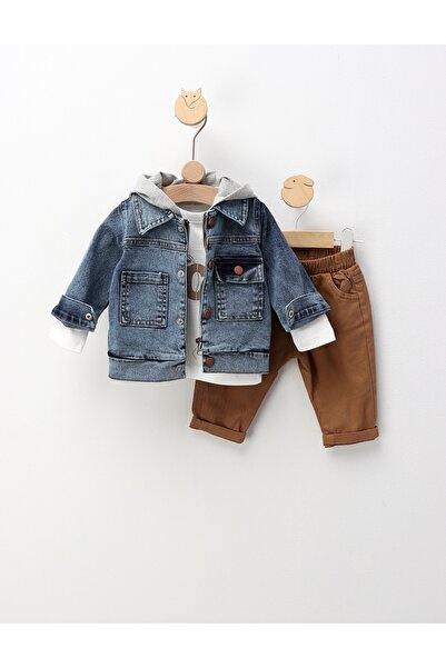 MiniKids Σετ τζιν 3 τεμαχίων, Paul γκρι-καφέ