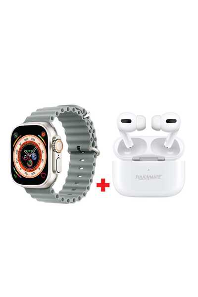 TOUCHMATE Calling Fitness Smartwatch, 2.02 inches, Grey + Wireless Earbuds