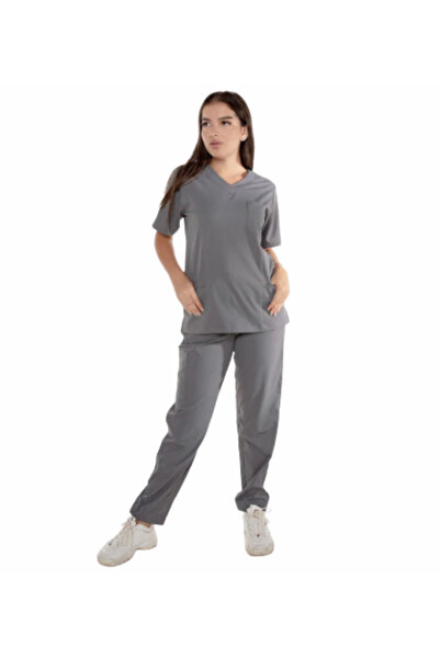 Ridaey Gray Women's Medical Uniform Scrub Redmi