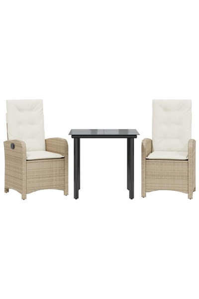 vidaxl Set mobilier de grădină cu perne, 3 piese, bej, poliratan