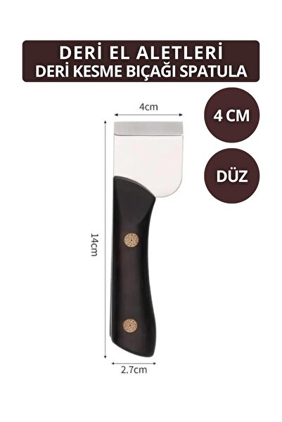 Dopar Deri Kesme Bıçağı Paslanmaz Çelik Ahşap Saplı Spatula 4 CM Düz