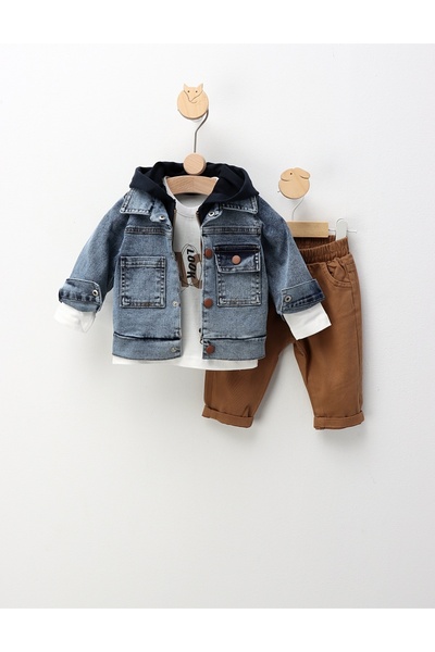 MiniKids Σετ τζιν 3 τεμαχίων, Paul ναυτικό-καφέ