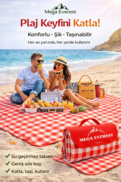 Mega Everest Katlanabilir Plaj Kamp Piknik Bahçe Balkon Teras Hasır Halı Mat ...