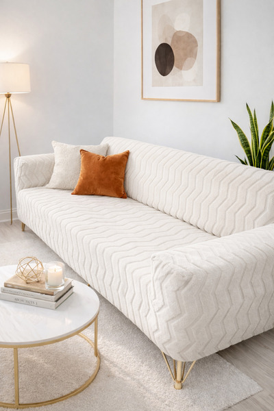 HaNemCe Lycra Elastic Slip-On Welsoft Sofa Cover Sofa Cover with Zigzag Patte...