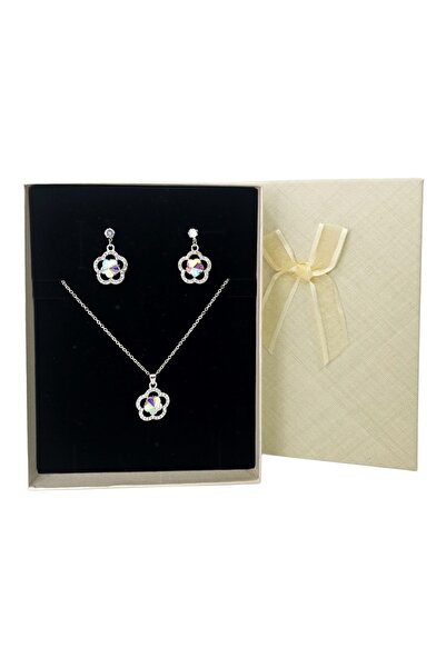 velve Set bijuterii dama Feeling Flower din inox cu colier si cercei, pandant...