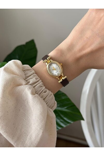 MERW Sweny Model Black Color Leather Cord Women Wrist Watch